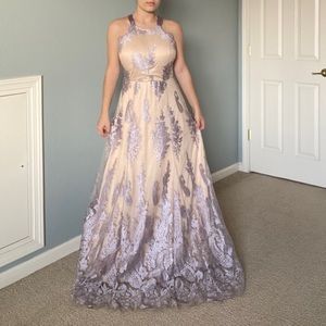 Ballgown Dress cream and lilac colored